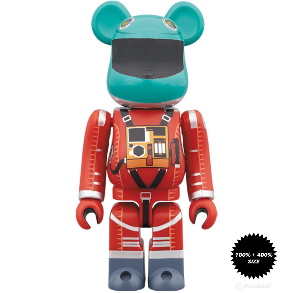 2001: A Space Odyssey Green Orange Spacesuit 100% + 400% Bearbrick Set