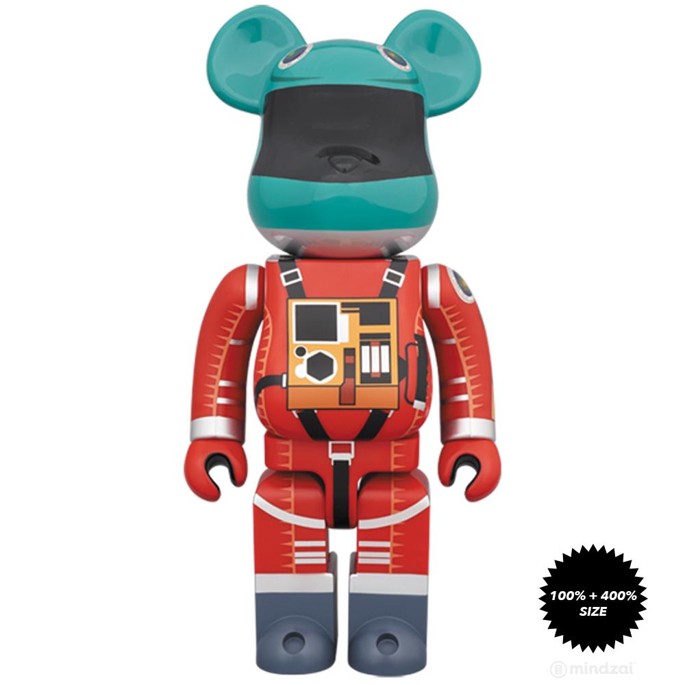 2001: A Space Odyssey Green Orange Spacesuit 100% + 400% Bearbrick Set